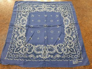Vintage Fast Color Periwinkle Floral 100 Cotton Bandana Made In Usa Western