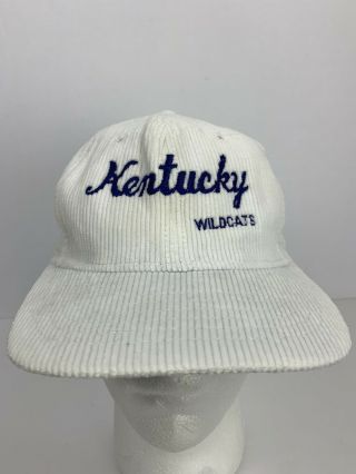 Vintage University Of Kentucky Wildcats Snapback Hat Cap The Game Corduroy White