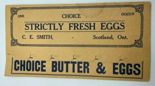 Antique C.  E Smith Scotland,  Ont Egg Cartons