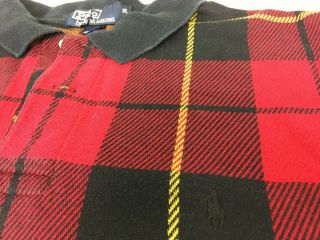 Vintage Polo By Ralph Lauren Tartan Plaid Polo Shirt Red,  Black,  Yellow Usa Xl