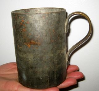 18th Century Antique Copper Brass Bronze Drinking Measuring Tankard Cup