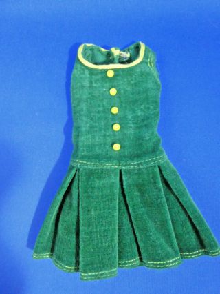 Vintage Francie Pak Pleat Neat Emerald Green Velveteen Dress Tm Htf Vgc
