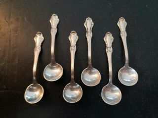 Georgian Shell By Frank Whiting Set 6 Sterling Silver Salt Spoons 2 1/4