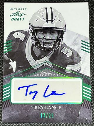 2021 Leaf Ultimate Draft Trey Lance Auto Autograph /25 Emerald Spectrum 49ers