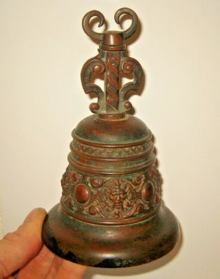 4 Headed Ancient / Antique Asian Chinese Tibetan Temple Ritual Bronze Bell Relic