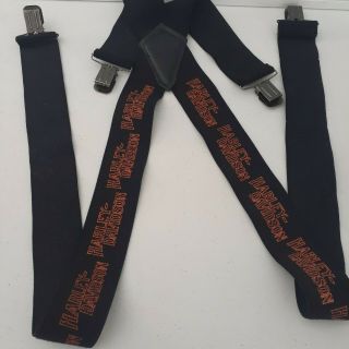 Vintage Harley Davidson Suspenders All Over Logo Spellout Rare Pattern Elastic