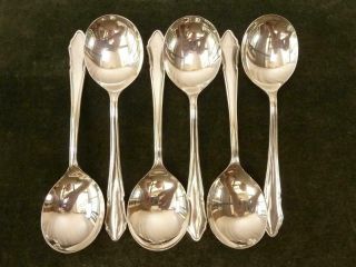6 Vintage Soup Spoons Dubarry Pattern Silver Plated Epns