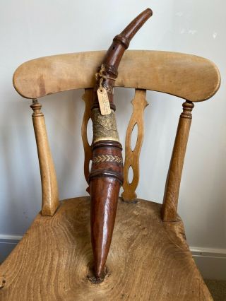 Antique Musket Shotgun Power Horn British Colonial Sierra Leone Africa Leather