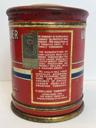 Antique Vtg Early 1900s UNION LEADER Redi Cut Uncle Sam Tobacco Tin Canister Can 2