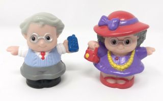 Fisher Price Little People Grandpa Cell Phone 2001 Granny Red Hat 2002 Gray Hair