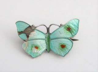 Antique Silver And Enamel Ja & S Butterfly Brooch 1087