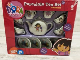 Dora The Explorer 13 - Piece Porcelain Collectible Tea Set Nick Jr.