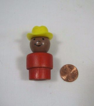Vintage Fisher Price Little People African American Farm Cowboy Boy Son Red Body