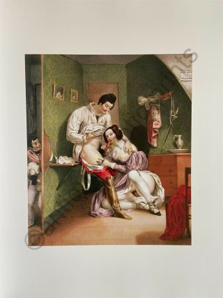 Achille Devéria Erotic Sex Antique Art Love Vagina Voyeur Paris Lithograph 1830