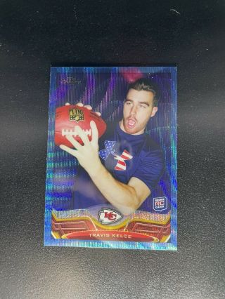 2013 Topps Travis Kelce Rc Rookie Blue Wave Refractor - Chiefs