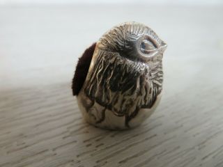 A Solid Sterling Silver Hallmarked Novelty Chick Bird Pincushion