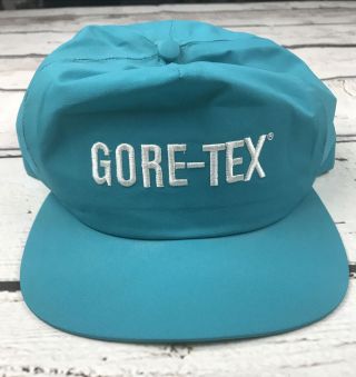 Vintage Rare Teal Emboridered Gore - Tex Snapback Hat Cap Usa Mad Hatters Inc Vgc