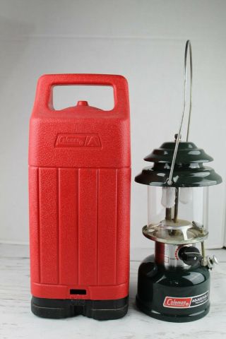 Vintage Coleman 1987 288 A 700 Adjustable Two Mantle Lantern With Red Case Great
