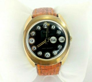 Vintage Mens Timex Automatic Mechanical Water Resist Watch Day Date Wind Up 70 