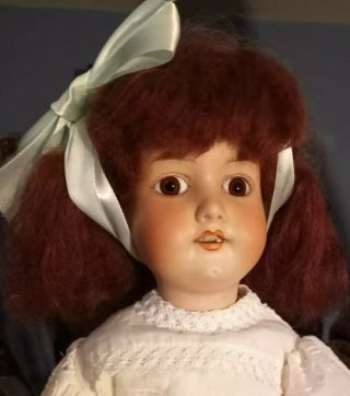 Antique 18 Inch Am 390 Doll In Antique Embroidered White Dress