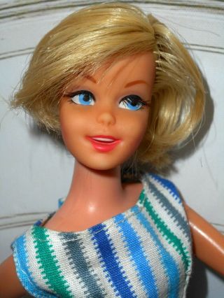 Vintage Barbie Platinum Casey Doll In Hong Kong Clone Striped Tennis Set Shoes
