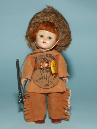 Vintage 1955 Ginny " Davy Crockett " - Tagged Coon Skin Hat,  Rifle,  Patch & Pin