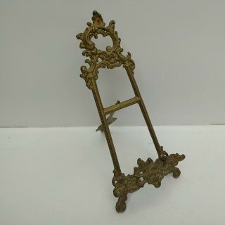 Vintage Brass Book Holder Stand Ornate Small 23 Cm High - Pre - Owned