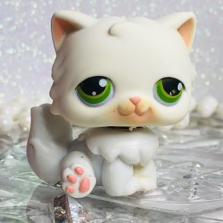 Authentic Littlest Pet Shop Hasbro Lps White Persian Kitty Cat 15 Green Eyes