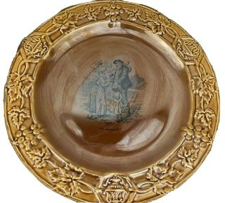 Rare Honey Amber Royal Cauldon England Dickens Plate Est 1774 Vintage Antique
