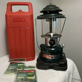 Vintage Coleman 1987 288 A 700 Adjustable Two Mantle Lantern With Red Case