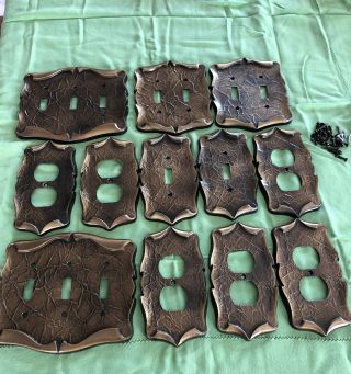 12 Vintage Amerock Electrical Outlet Light Switch Plate Brass Metal Covers