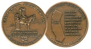1969 San Jose California Bicentennial Copper Medal - Half Dollar Size