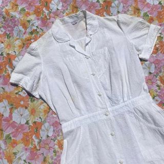 Vintage 1940s 1950s White Seersucker Nurse Uniform Wwii Ww2
