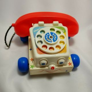 Vintage Fisher Price Chatter Phone Pull Retro Toy Telephone 747 1985