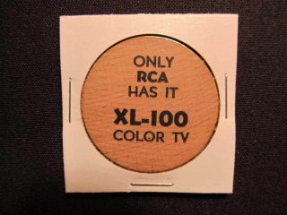 Vintage Rca Xl - 100 Color Television Wooden Nickel Token - Rca Xl - 100 Tv Wood Coin