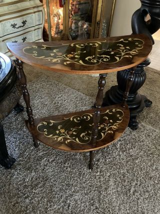 Vintage Italian Inlaid Side Table Demi