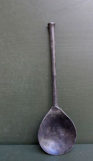 Antique Pewter Spoon With A Crowned Rose Mark,  Dutch 16th.  Century.  Utrecht