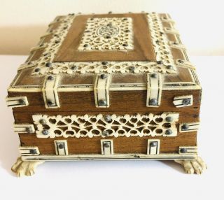 Antique Vizagapatam Wooden Box With Lion Feet 3