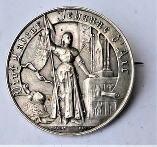 C1920 Silver Joan Of Arc Brooch Vintage Antique
