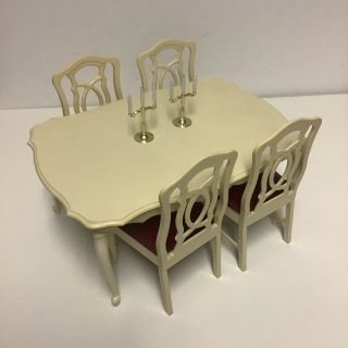 Vintage Sindy Dining Set - Table,  4 Chairs,  2 Candleholders Tlc Read Info