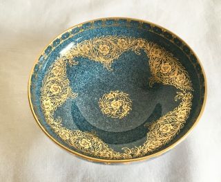 Antique Art Deco Royal Worcester Porcelain Flowers & Gold Gilded Miniature Bowl