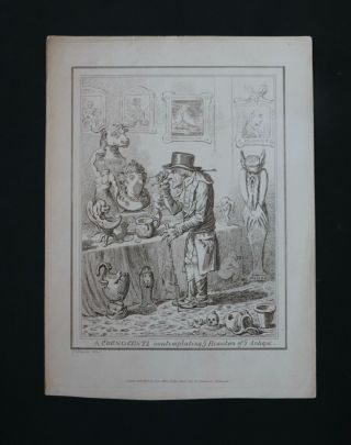 James Gillray 1825 Etching A Cognocenti Contemplating Beauties Of Antique