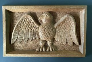 Antique/vintage Folk Art Primitive Wood Carved Patriotic Eagle Plaque