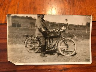 Rare Indian Powerplus Motorcycle Photograph Hendee Early Antique Scout