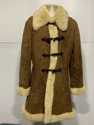 Womens Vintage Pannonia Afghan Leather Sheepskin Coat Jacket Size 14