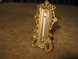 Antique Ornate Victorian 1901 Thermometer Ornate Standing Desk