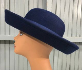 Betmar Street Smart Womens Blue Made Usa Wool Felt Dress Church Derby Hat 57cm