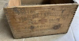 Vintage Antique Wood Crate Box Dupont Explosives 50 Lbs