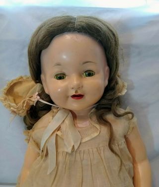 Early Antique Large 27 " Effanbee Marilee Composition & Cloth Doll With Teeth