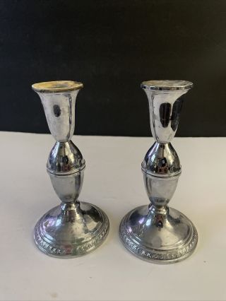 2 Vtg Duchin Creation Weighted Sterling Silver Taper Candle Sticks 6.  75 " Scrap